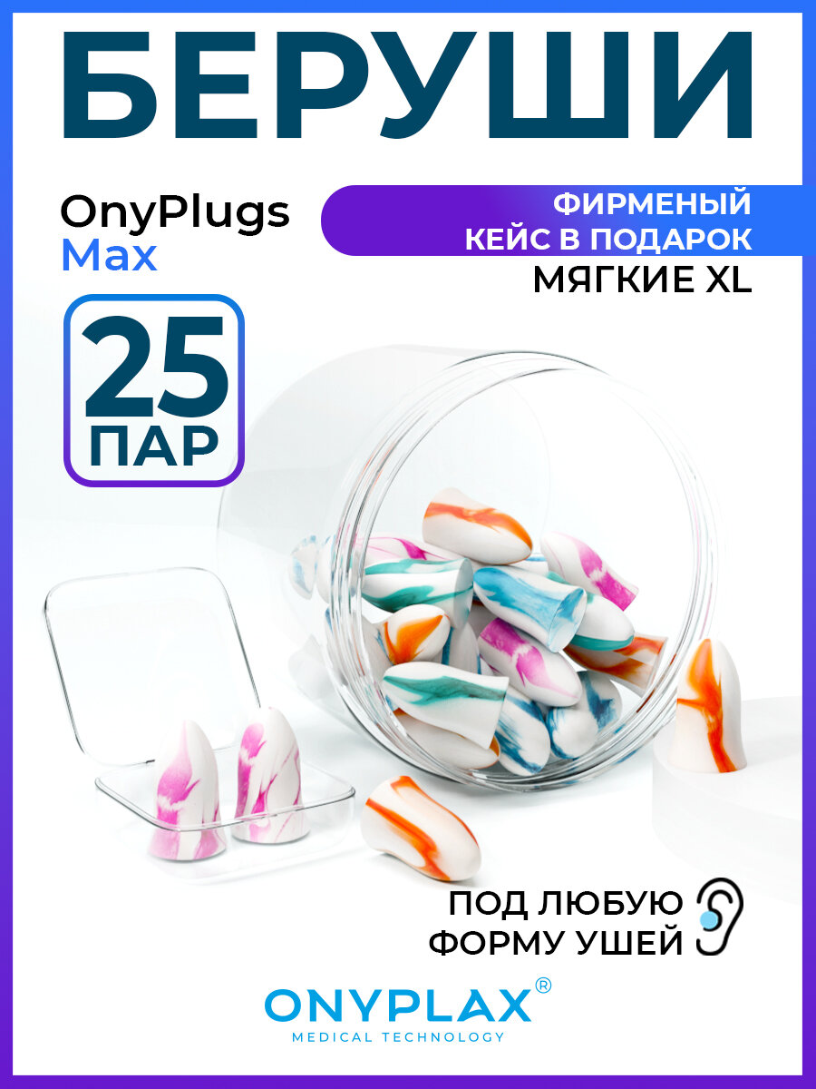 Беруши для сна Onyplax многоразовые 50 шт противошумные