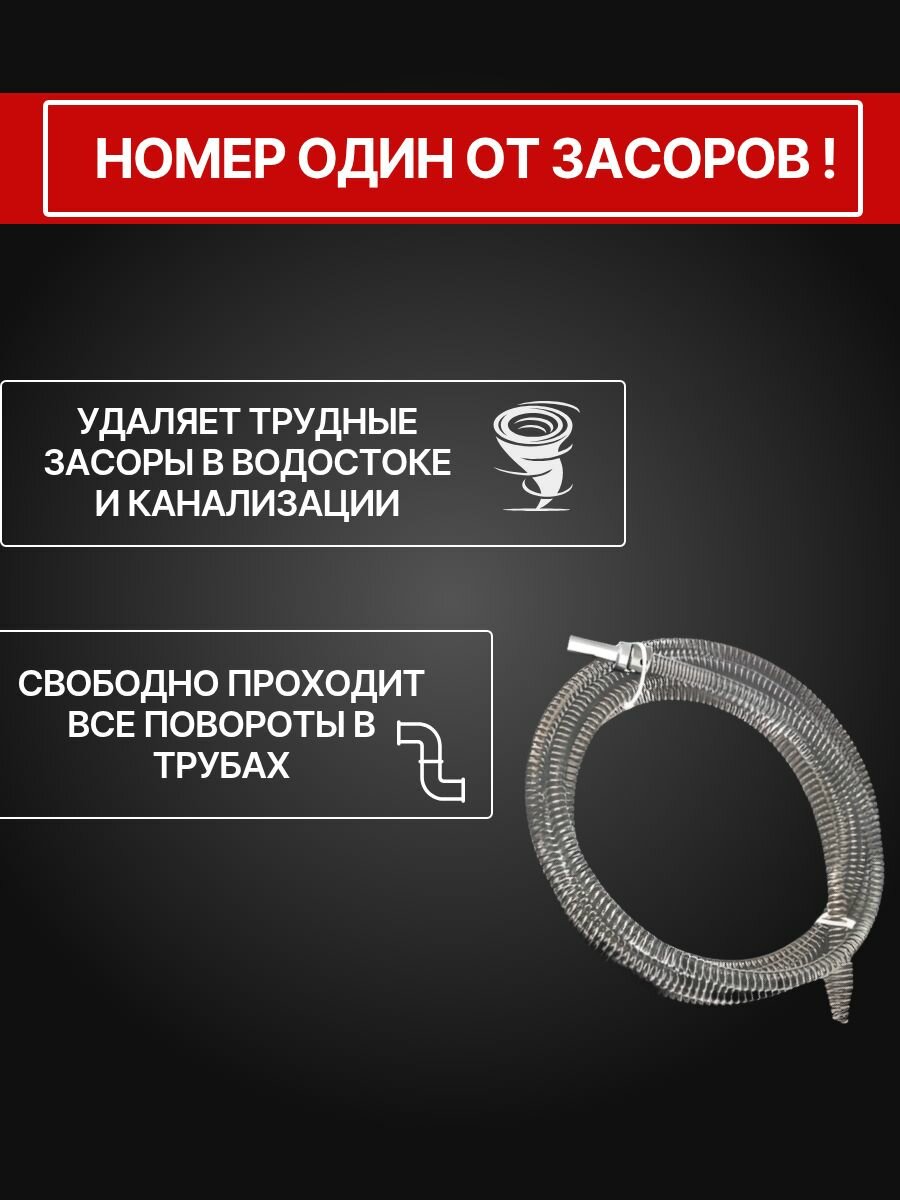 Трос для прочистки трудных засоров, сантехнический трос, очистка от засоров труб и унитазов, Felix_electronix — фото 1