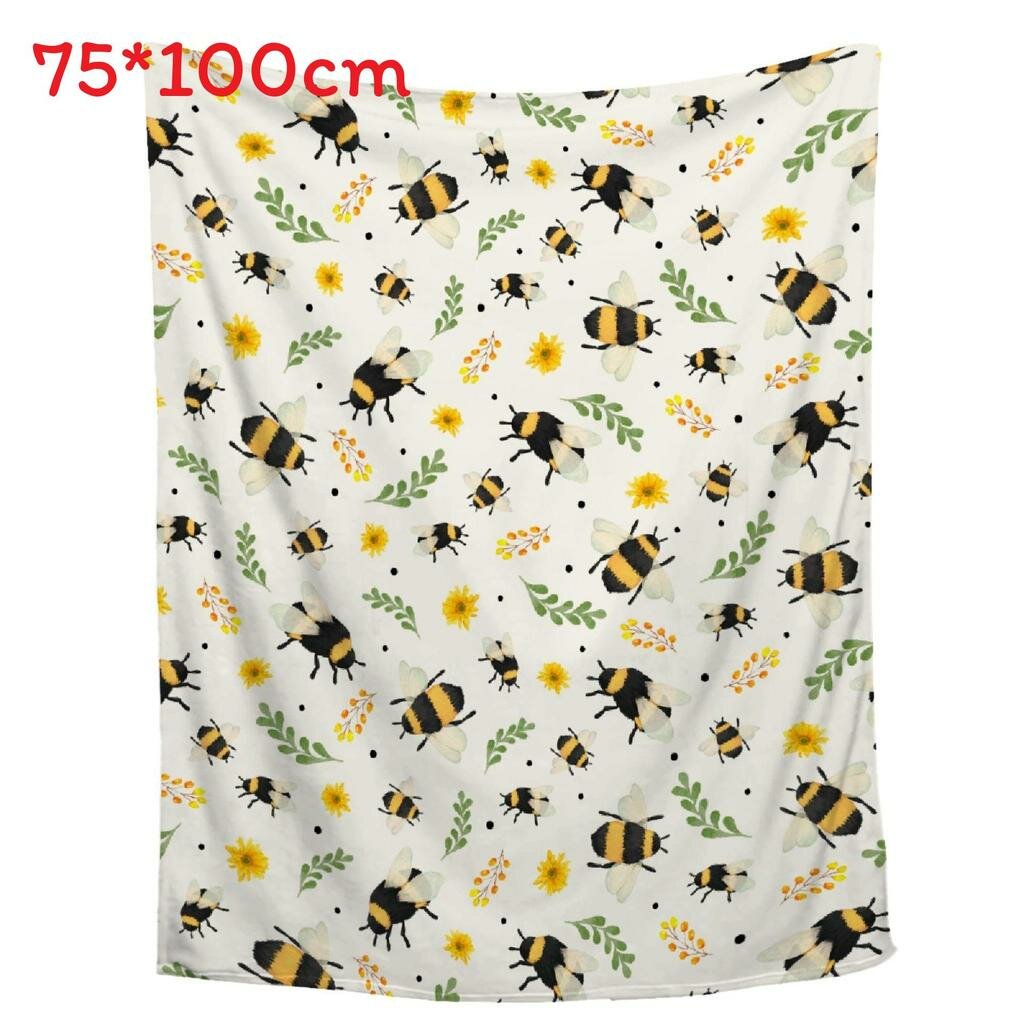 Детский мультяшный плед пчела флис с изображением животных для кровати и дивана стиль 4