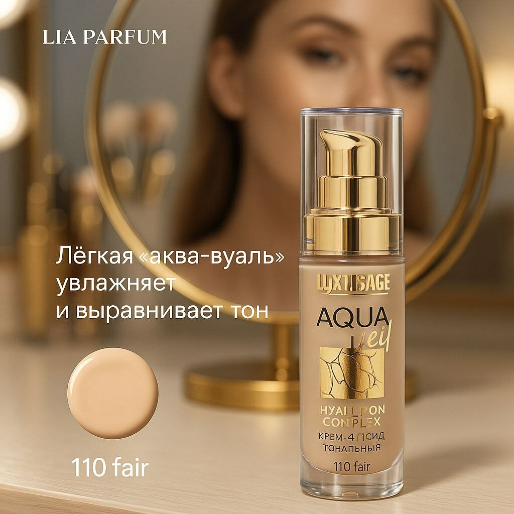 Тональный крем LUXVISAGE Aqua Veil Hyaluronic Complex, увлажняющий, тон 110 — фото 1