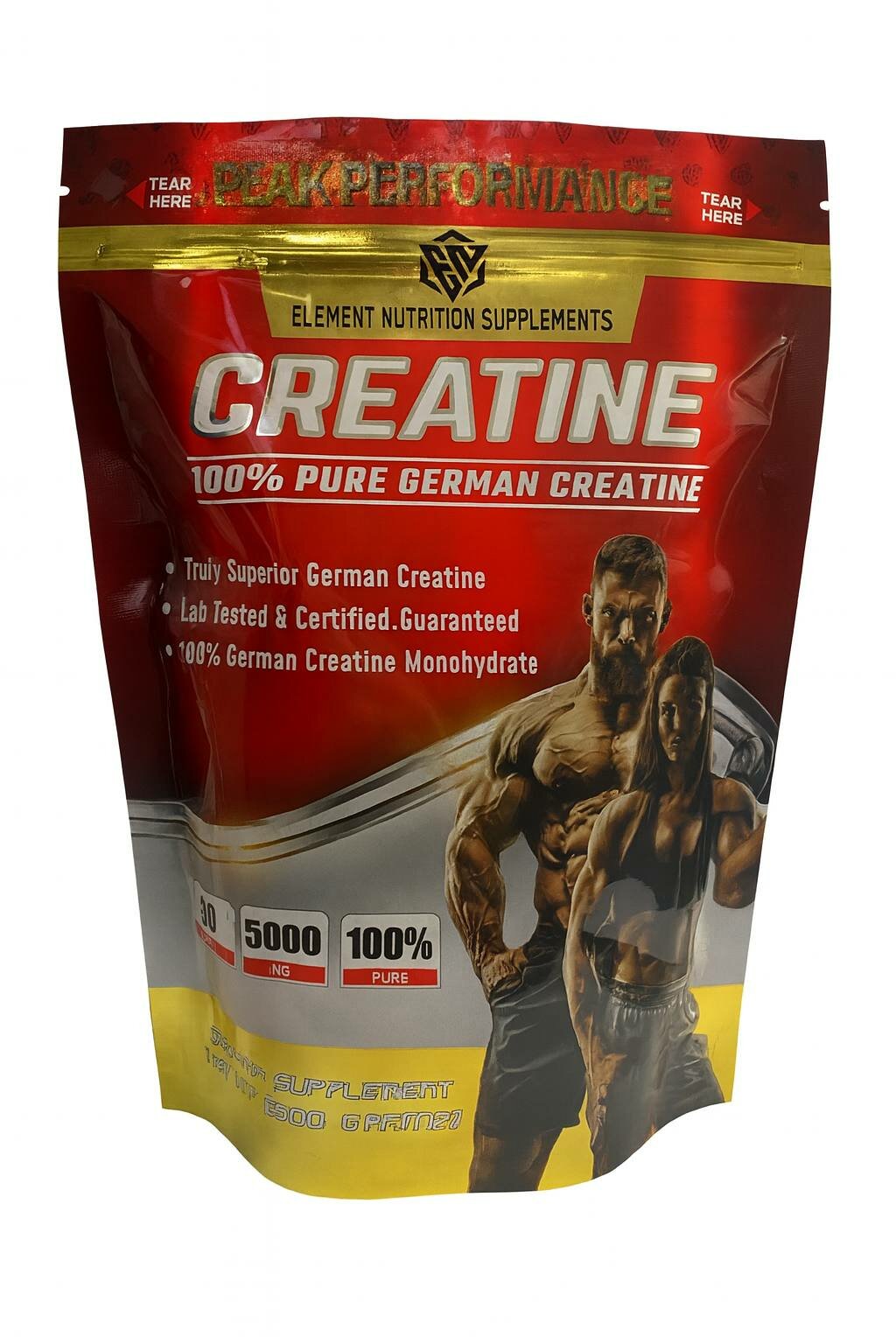 Креатин Monohydrate Element Nutrition — 300 г, 100% Pure German Creatine, для набора мышечной массы и силы — фото 1