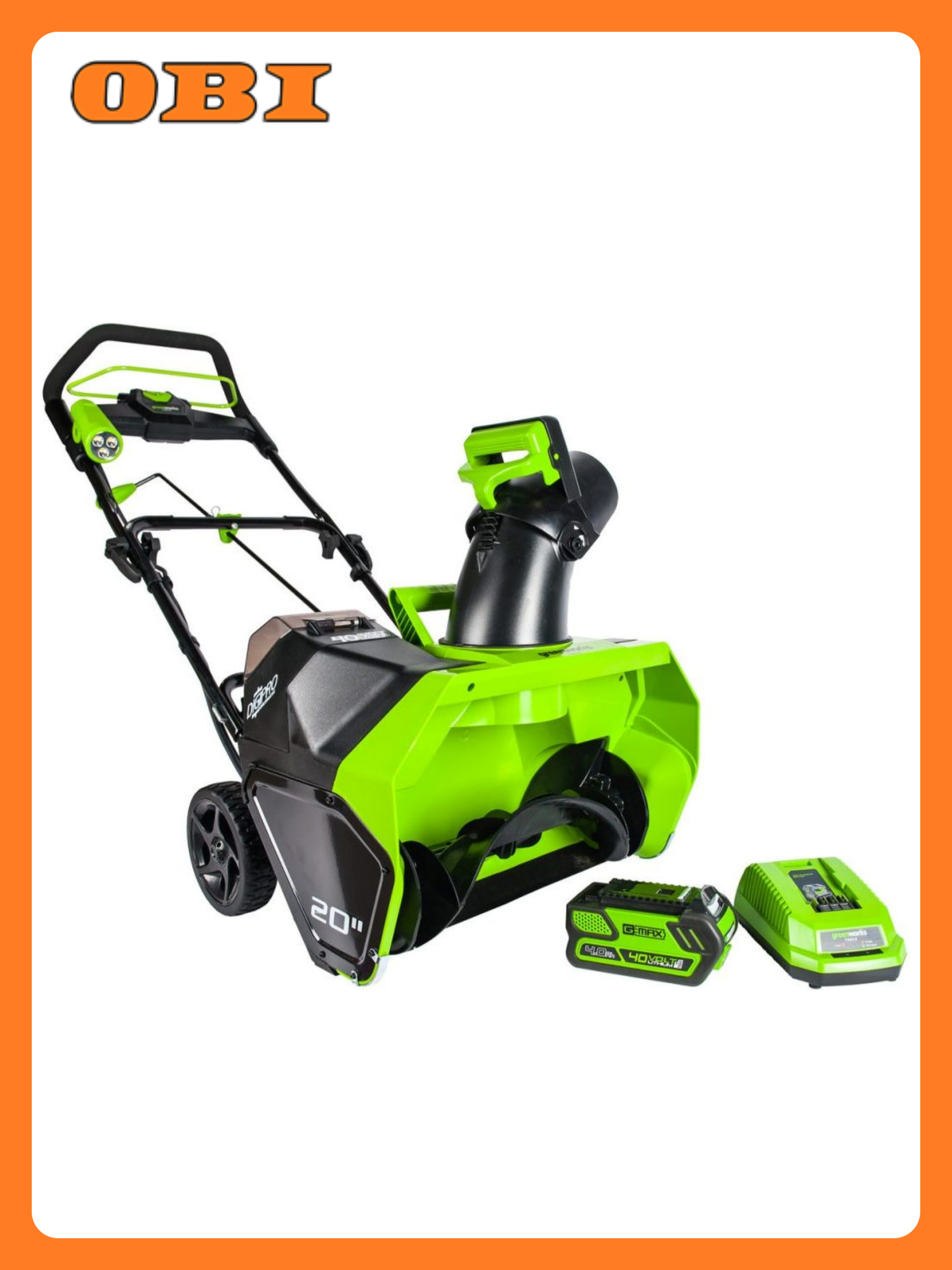 Снегоуборщик аккумуляторный Greenworks GD40STK4 2600607 АКБ 4Ач и ЗУ