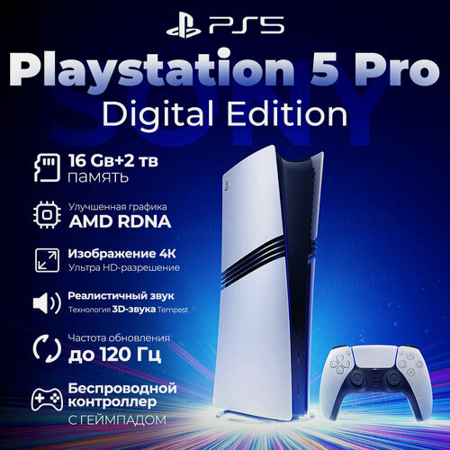 Изображение товара Игровая приставка Sony PlayStation 5 Pro Digital Edition, 2000 ГБ SSD, 6eзиrp, белый, Japanese plug