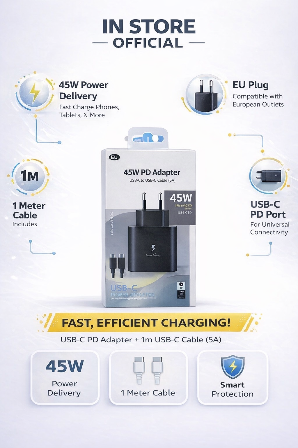 Зарядное устройство, для Samsung, 45 W, Type-C, сверхбыстрая зарядка