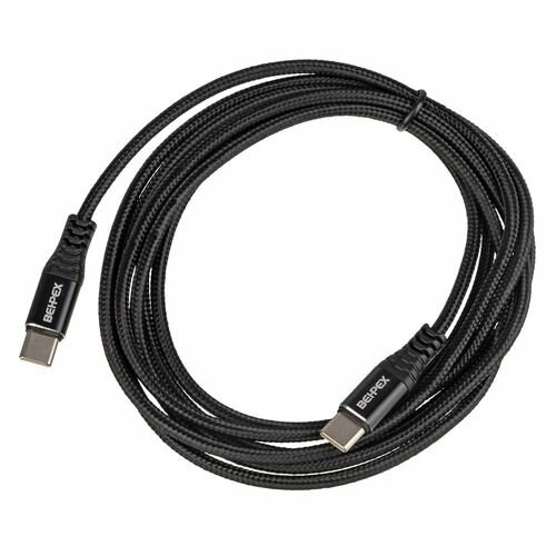 Кабель USB Type-C (m) - USB Type-C (m), 2м, в оплетке, 3A, черный