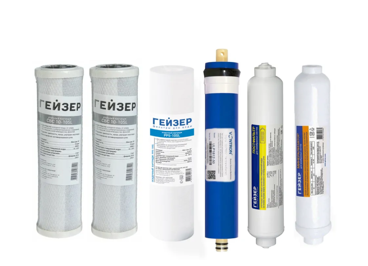 фото Комплект картриджей для шестиступенчатого обратного осмоса с минерализатором, 6 шт