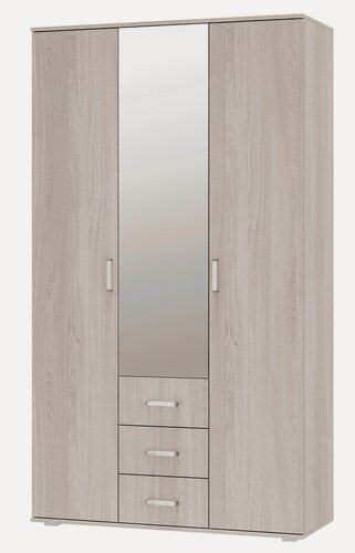 Изображение товара Шкаф BTS Белла, ЛДСП, трехстворчатый, распашной, ясень белый, с вешалкой, 120 см x 47 см x 212 см