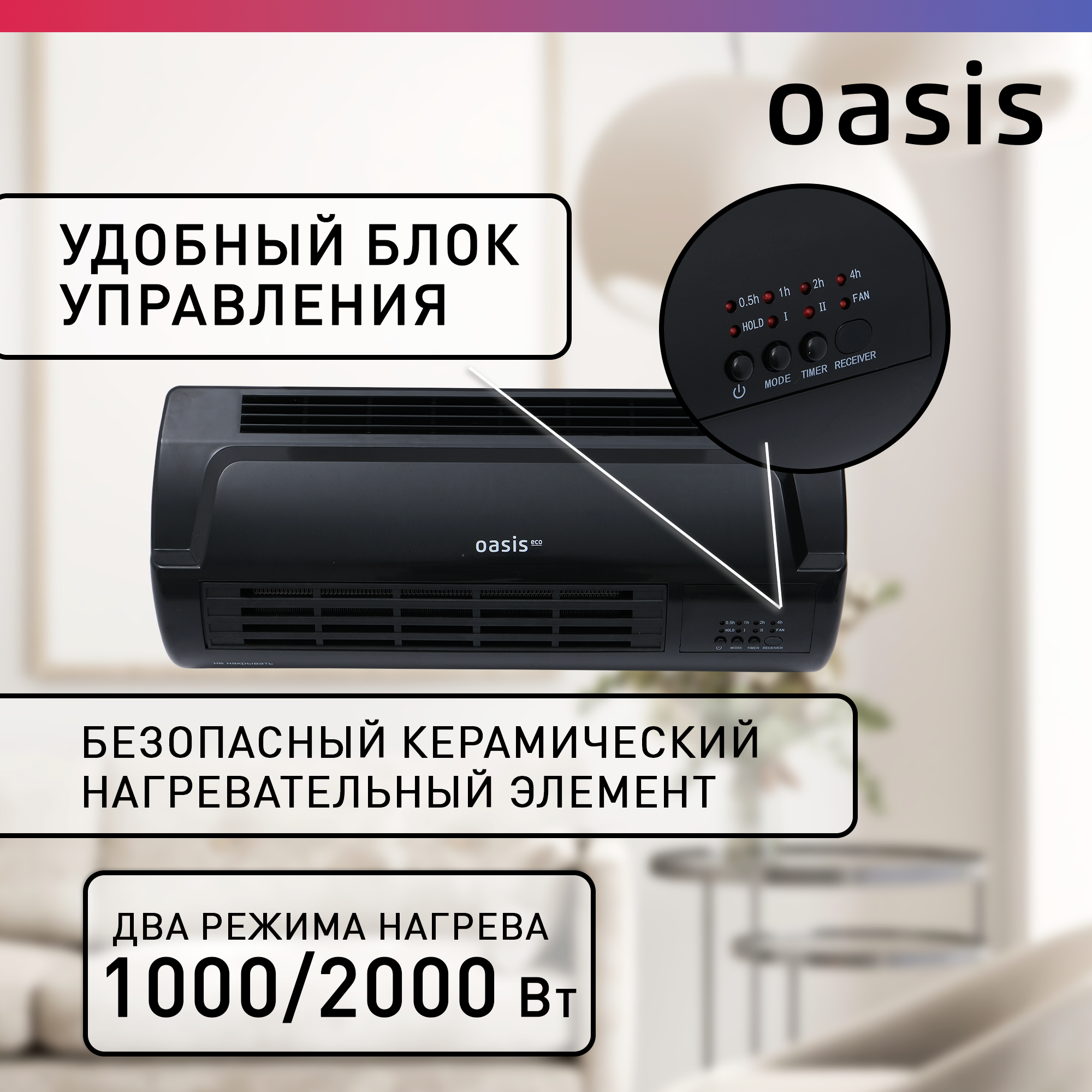 Тепловентилятор настенный Oasis Eco NTR-20 — фото 1