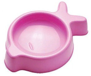 Миска для кошек Fish / Фиш одинарная из пластика розовая 250мл / товары для животных