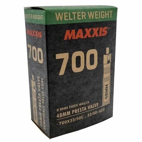 Камера 700x33/50C Maxxis Welter Weight 0.8 мм велосипедный ниппель 48 мм черный