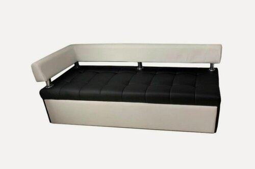 Изображение товара Диван-кровать Дельфин с подлокотником 170x62х80 черная/белая экокожа, левый