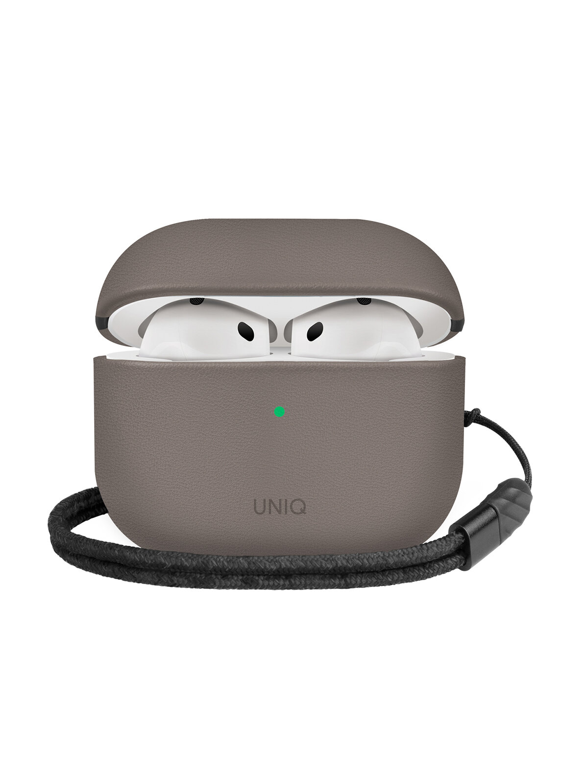 Uniq для Airpods 4 чехол Lyden Leatherette with handstrap Grey