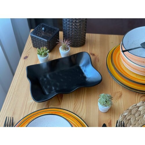 Блюдо прямоугольное 26 см, Keramika, цвет Черный матовый