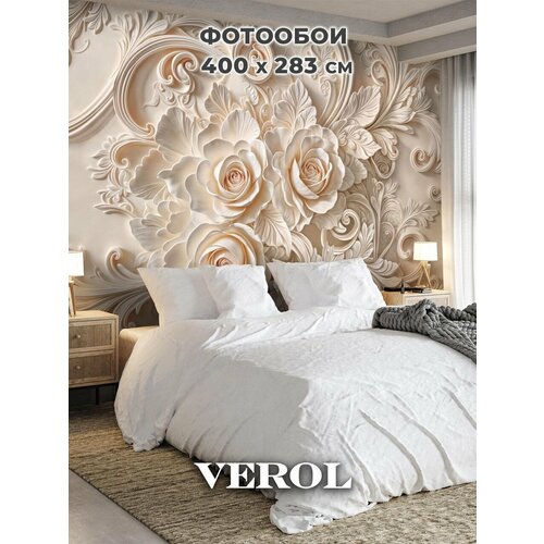 фото Фотообои 3d флизелиновые verol "цветы и вензеля" 400*283 см, виниловое покрытие