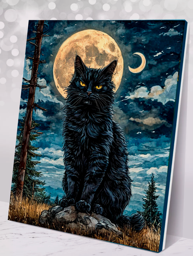 Изображение товара Картина по номерам "Черный кот" 40х50 см, хлопковый холст на подрамнике, акрил, Hobby Home