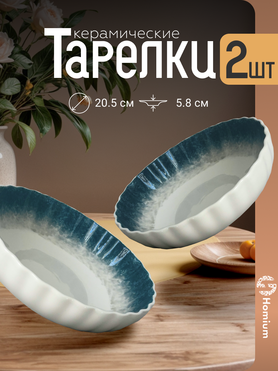 Набор обеденных тарелок Homium, Every day, 2 шт, D20.5см, цвет бело-синий