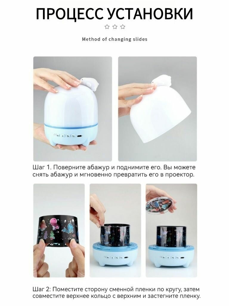 Детский ночник-проектор 3 в 1 с музыкой и Bluetooth, идеальный подарок на день рождения в красивой упаковке — фото 1