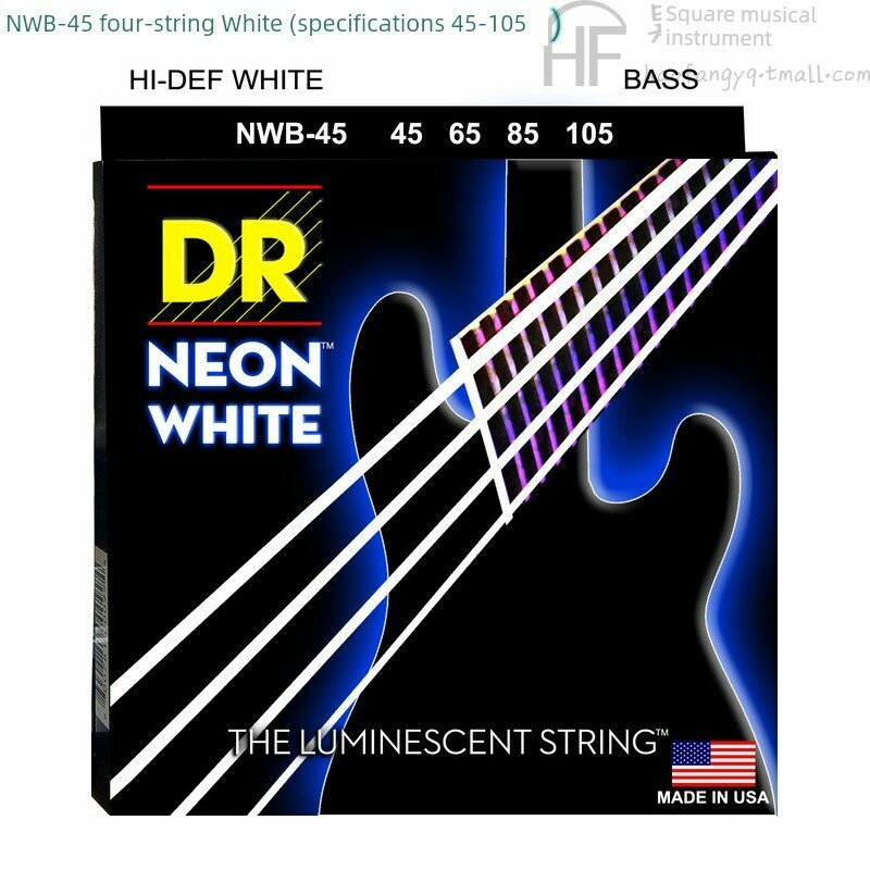 DR NEON Неоновые Струны для Электробаса 4-Струнные 45-105 Гаус, Белый