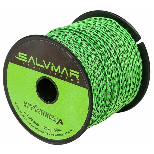 Линь Salvimar DYNEEMA зеленый ø 1,5 мм 120 кг. (катушка 50 м. цена за метр) линь salvimar dyneema зеленый диам 2 мм 240 кг 30 м