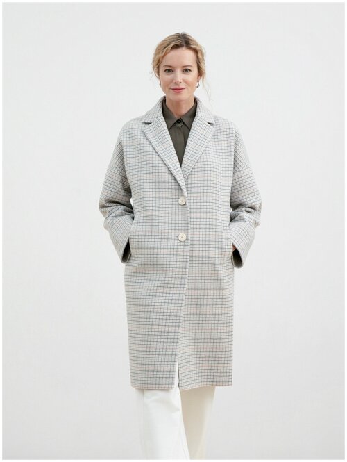 Пальто-пиджак  Pompa демисезонное, шерсть, силуэт прямой, средней длины, размер 48/170, серый