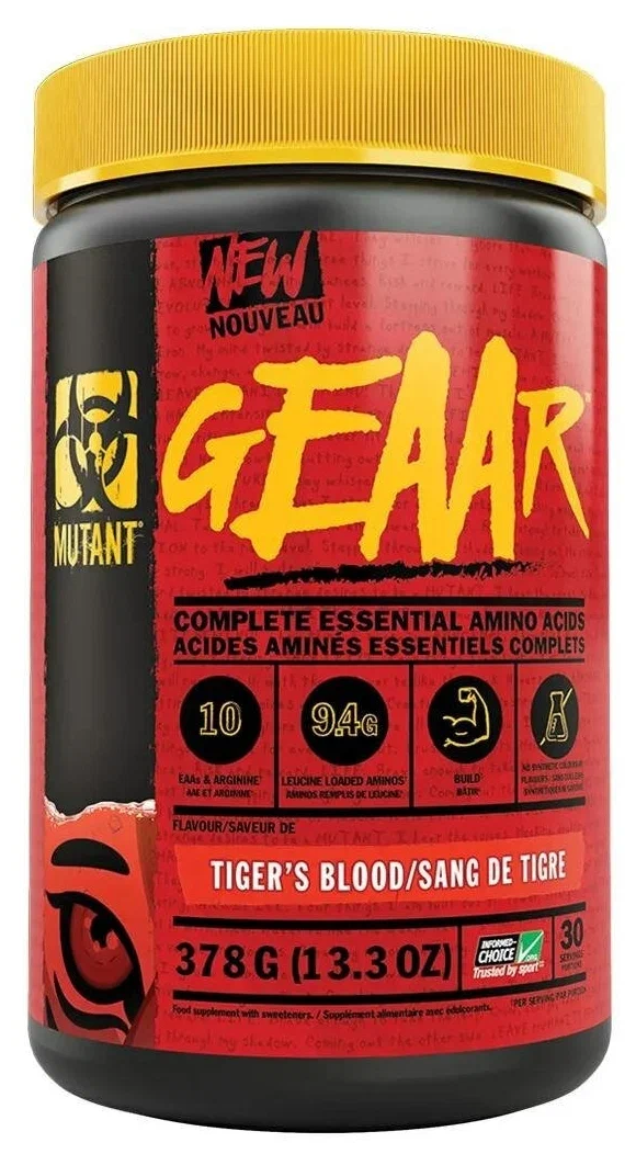 Аминокислотный комплекс Mutant GEAAR 13,3 oz (378 гр) Tigers Blood (Арбуз, Кокос, Клубника)