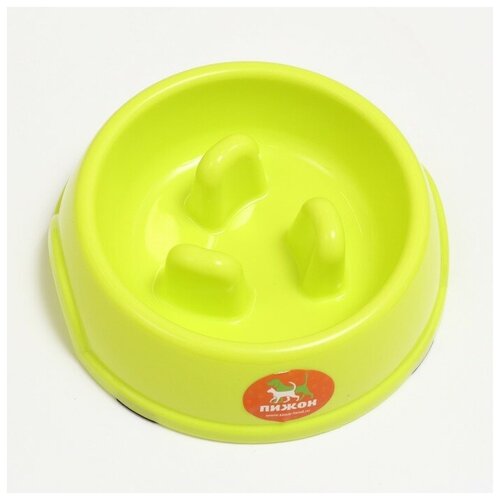 Миска пластиковая медленное кормление18 х 18,5 х 5,5 см, зелёная 7533286 одинарная миска для собак для более медленного поедания magnus slow l пластик 1 5 л