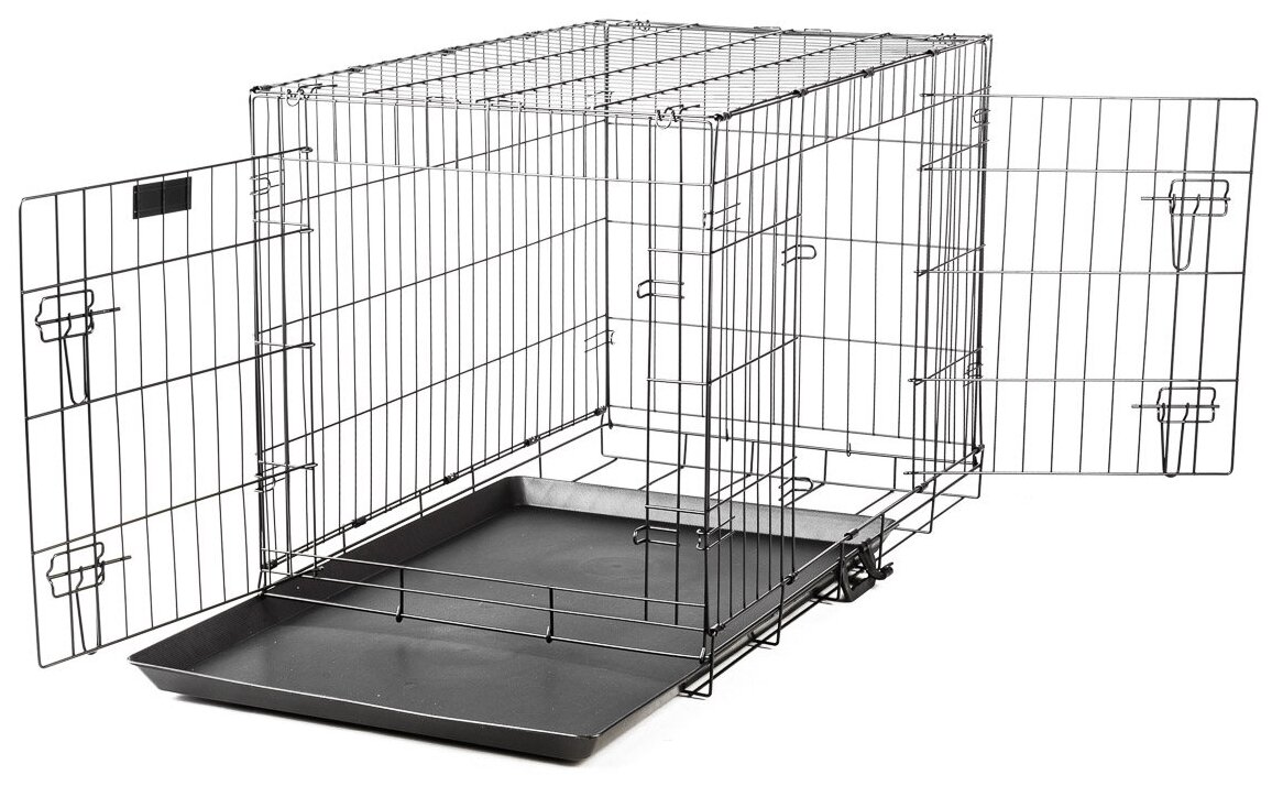 Клетка для собак с поддоном, 2х двери, металл STEFAN (Штефан), №4 92x57x63, черный, MC204 - фотография № 12