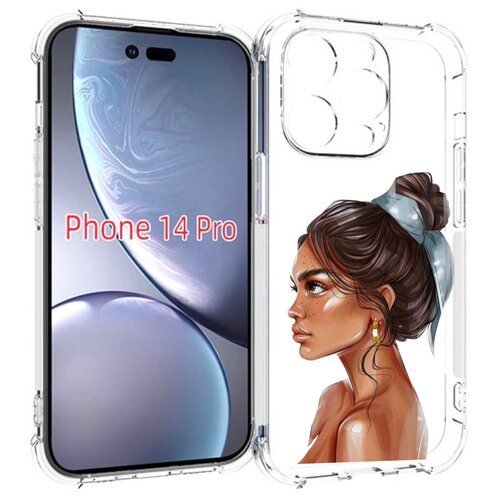 Чехол MyPads Девушка-с-повязкой женский для iPhone 14 Pro задняя-панель-накладка-бампер