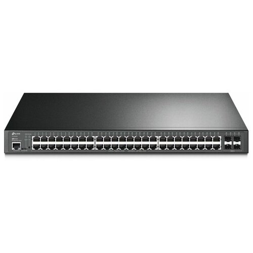 Коммутатор TP-Link 48-port Gigabit PoE+ L2+ switch, 48 802.3af/at PoE+ ports, 4 Gb SFP slots, 1 RJ-45 + 1Micro-USB console ports, 348W PoE budget
