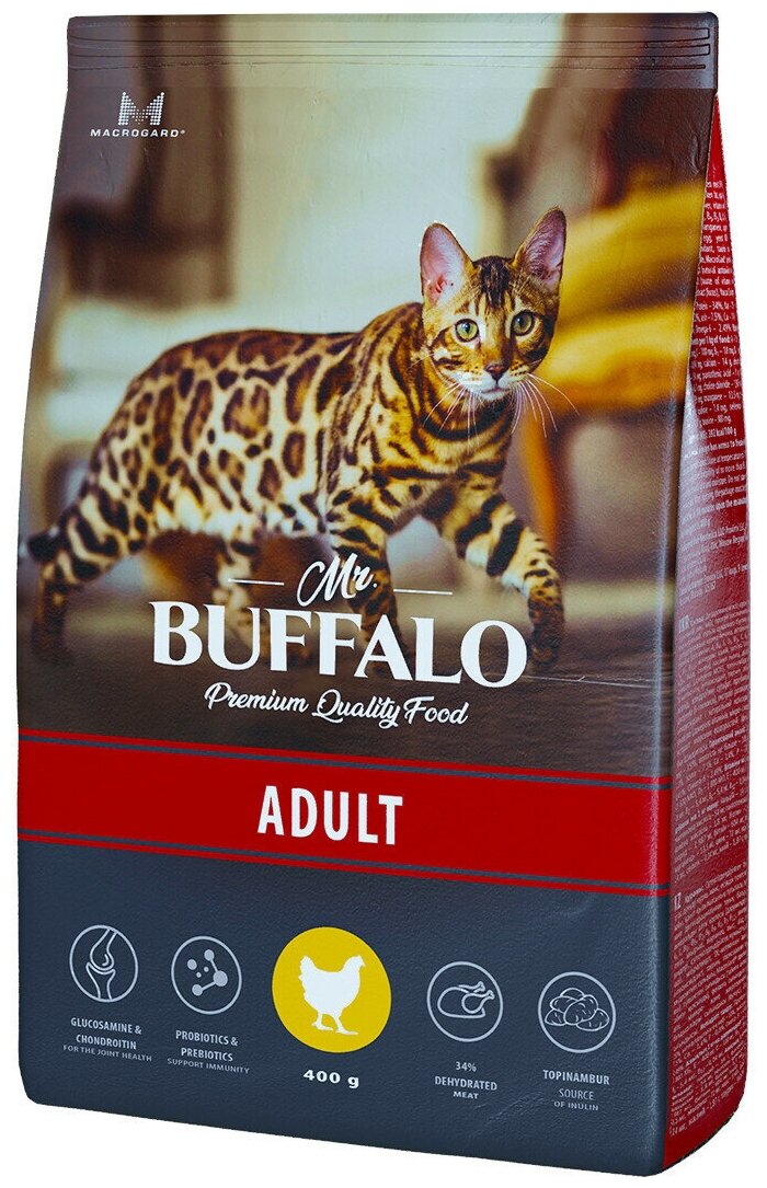 Сухой корм для взрослых кошек Mr.Buffalo Adult с курицей, 400 г