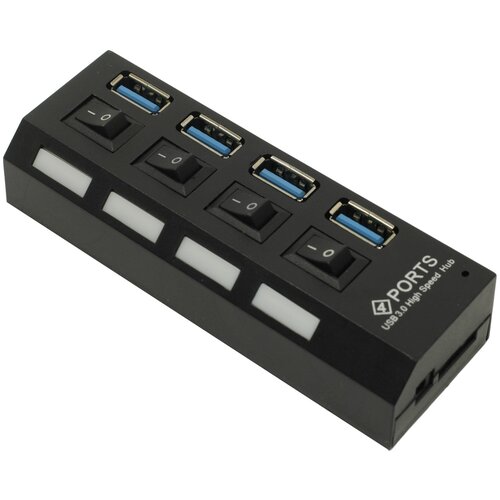 USB 3.0 хаб SmartBuy с выключателями, 4 порта, СуперЭконом, черный, SBHA-7304-B разветвитель питания b