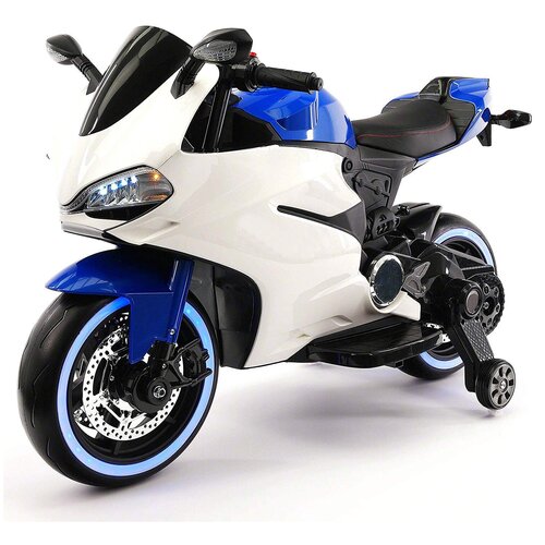 Детский электромотоцикл Ducati 12V - FT-1628-BLUE-WHITE электромобили квадроциклы и мотоциклы futai детский электромотоцикл ducati blue 12v ft 1628 blue