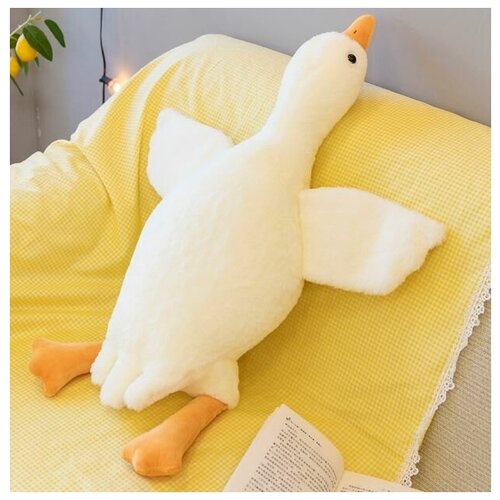 фото Мягкая игрушка гигантский гусь толстяк 70 см / подушка-обнимашка утка, белый uni-store