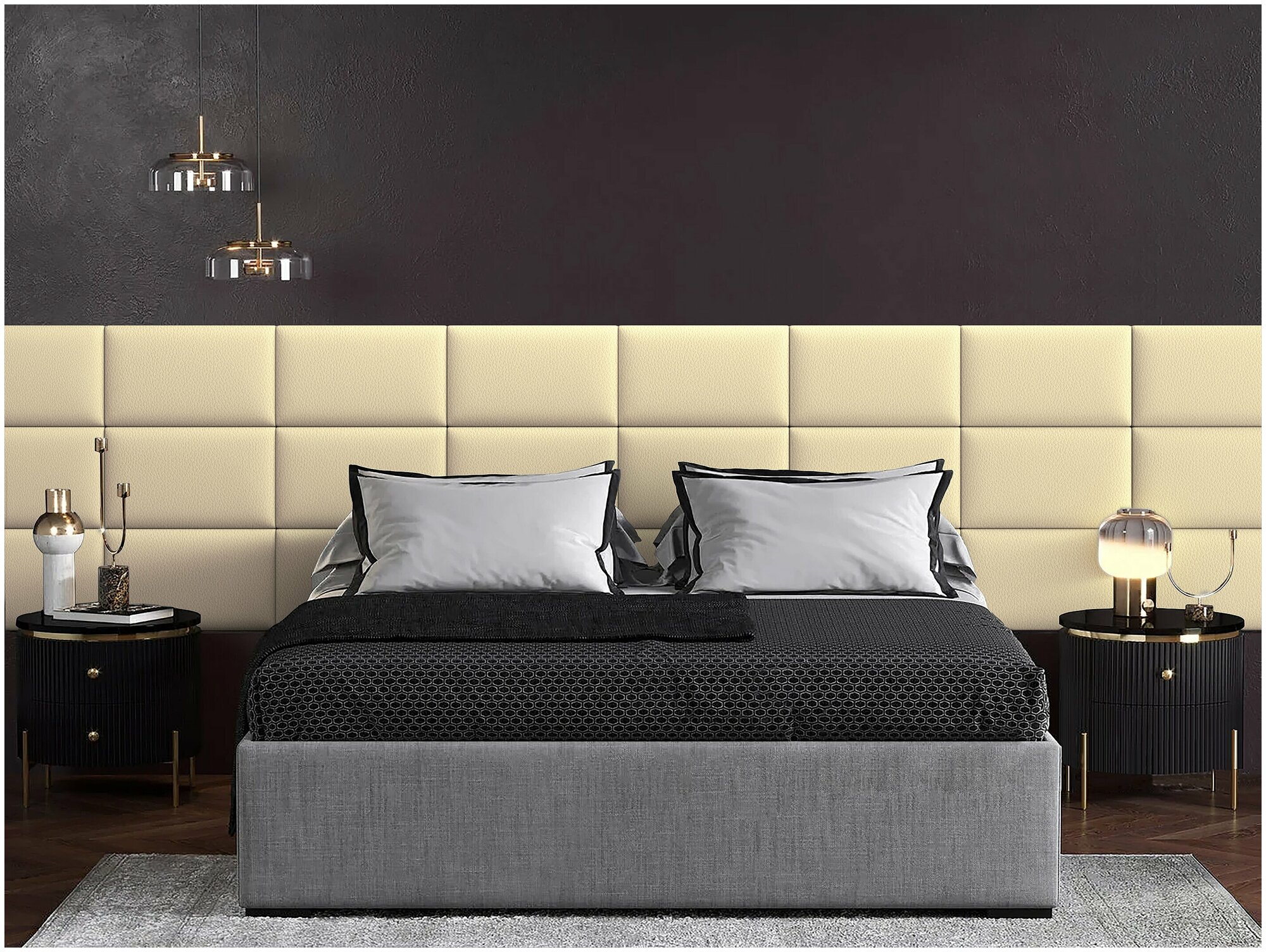 Панель кровати Eco Leather Vanilla 30х50 см 4 шт.
