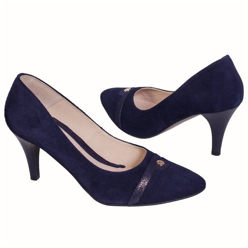 Женские замшевые туфли на шпильке Emis EM-7434/205 navy zam
