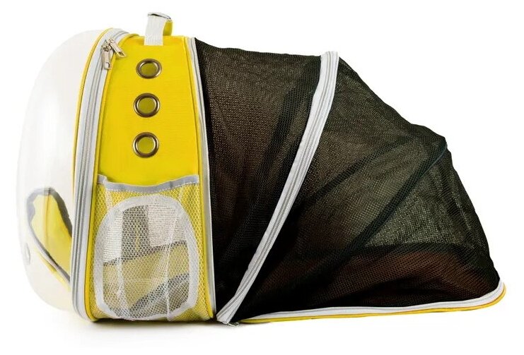 Рюкзак палатка для переноски животных, кошек, маленьких собак Petsy transparent (желтый) - фотография № 1