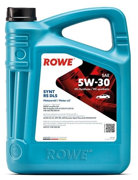 Синтетическое моторное масло ROWE Hightec Synt RS DLS SAE 5W-30,5 л