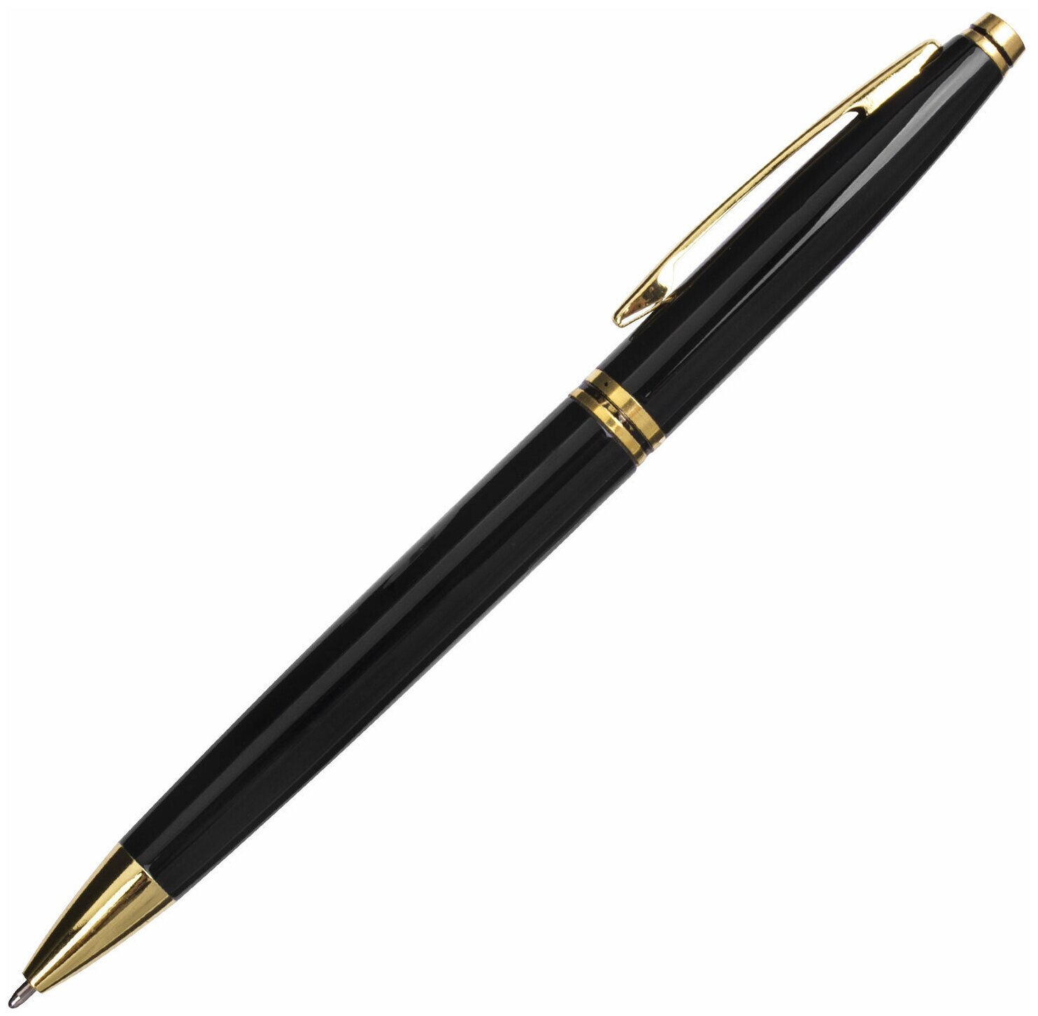 Ручка шариковая подарочная мужчине / женщине синяя для письма Brauberg "De luxe Black", узел 1 мм, линия 0,7мм