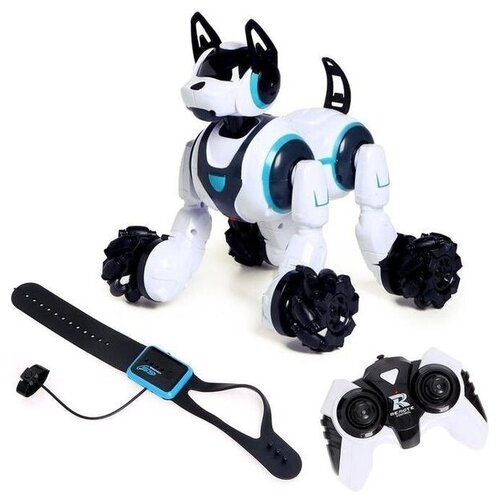 Робот-собака Кибер пёс, световые и звуковые эффекты, работает от аккумулятора, цвет белый 6833323 .