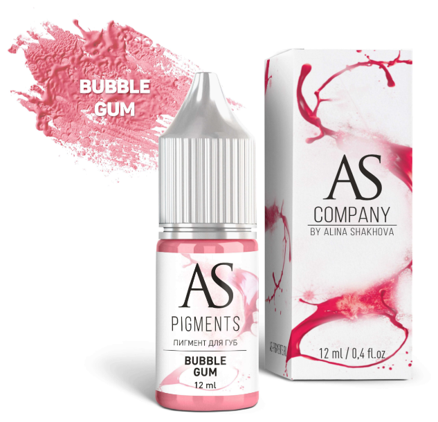 AS Company Пигмент для татуажа губ Bubble gum (Жевательная резинка), 12 мл (AS Pigments, Алина Шахова, Пигменты Шаховой)