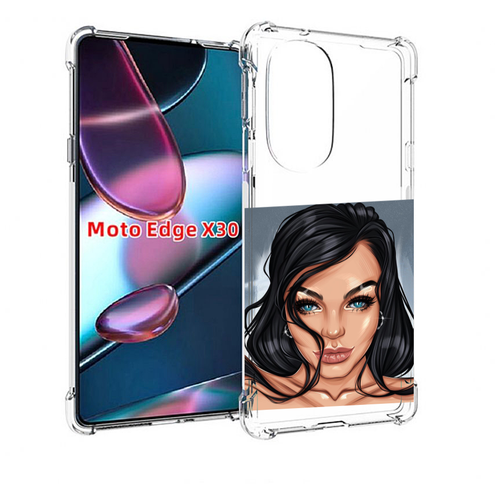 Чехол MyPads голубые-глаза-у-брюнетки женский для Motorola Moto Edge X30 задняя-панель-накладка-бампер