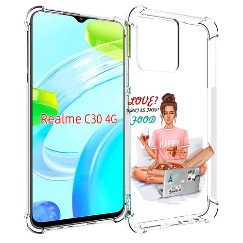 Чехол MyPads девушка-с-ноутбуком женский для Realme C30 4G / Narzo 50i Prime задняя-панель-накладка-бампер