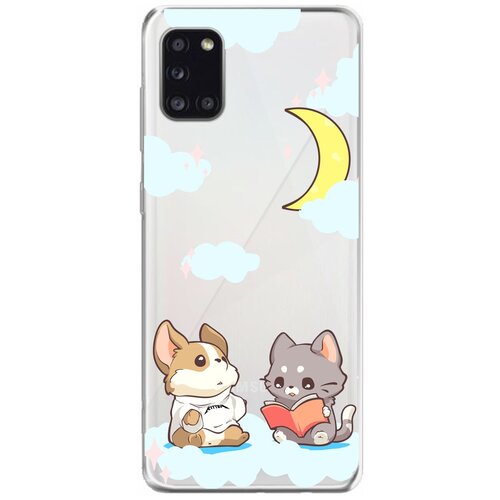 Силиконовый чехол Mcover для Samsung Galaxy A31 с рисунком Кот и собака при луне силиконовый чехол mcover для apple iphone 11 pro с рисунком кот и собака при луне