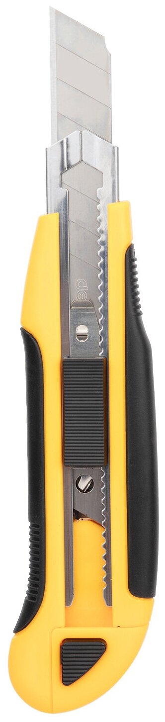 Набор из 12 штук Нож канцелярский Deli E2091 ширина лезвия 18мм выдвижное лезвие фиксатор усиленный сталь желтый блистер