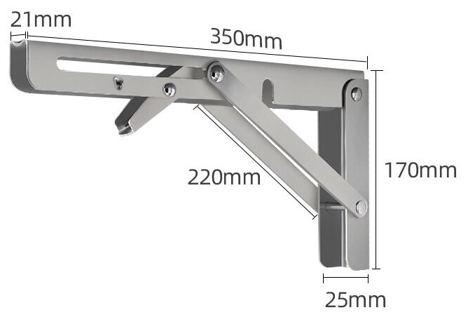 Кронштейн складной для стола или полки, 2 шт 35 см, нержавеющая сталь - фотография № 2