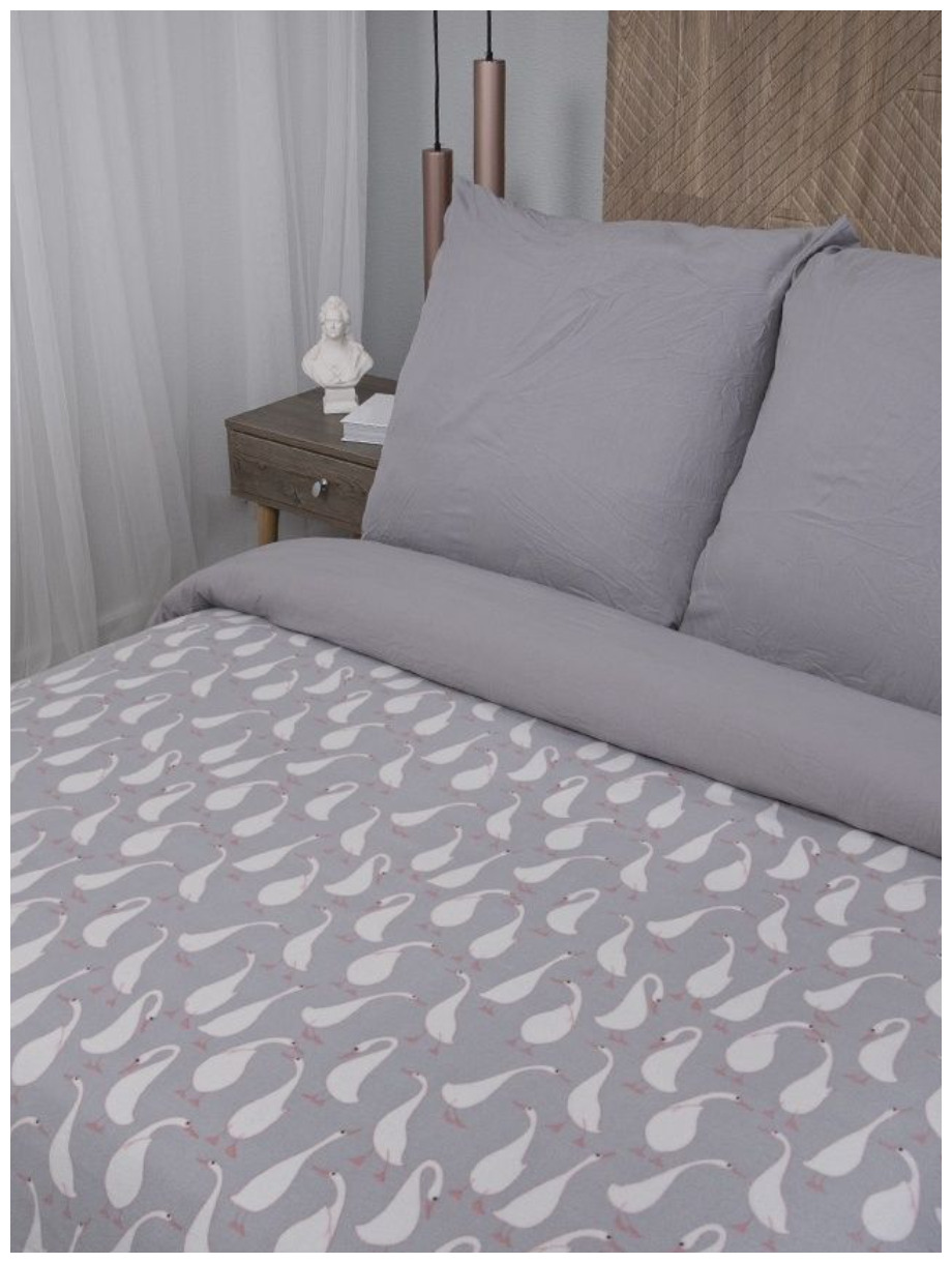 "Плед Гуси" 1,5 спальный флисовый плед La Notta 150 х 200см, серый - фотография № 7