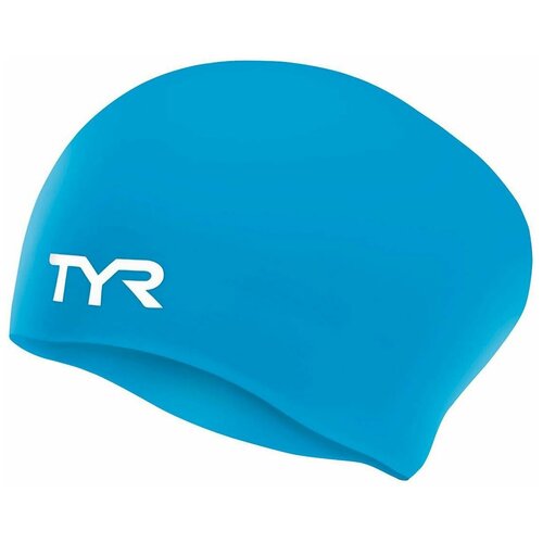 Шапочка для плавания TYR LONG HAIR WRINKLE FREE SILICONE CAP, Цвет - голубой; Материал - Силикон 100%