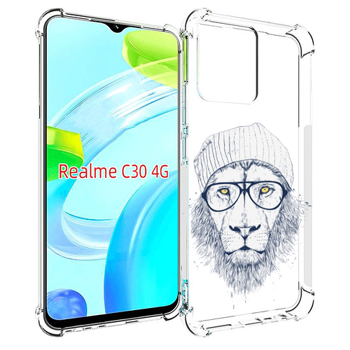 Чехол MyPads хиппи лев для Realme C30 4G / Narzo 50i Prime задняя-панель-накладка-бампер чехол задняя панель накладка бампер mypads хиппи лев для realme 6 противоударный