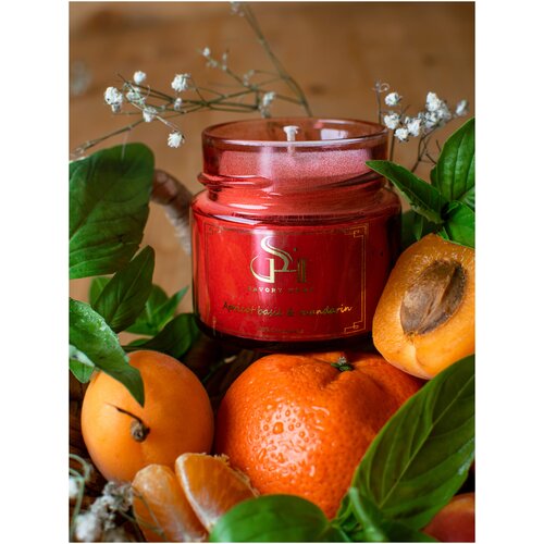 Свеча ароматическая / абрикос мандарин базилик / аромасвеча