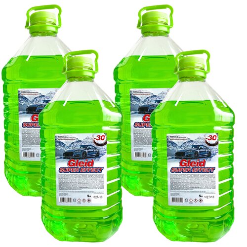Незамерзайка, Жидкость для стеклоомывателя Gleid super effect без запаха, -30°C, 4 шт по 5 литров